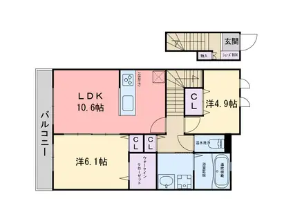 グランチェスタI(2LDK/2階)の間取り写真