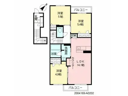 アミコートI(3LDK/2階)の間取り写真