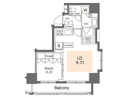 ガーラ・レジデンス文京白山(1LDK/4階)の間取り写真