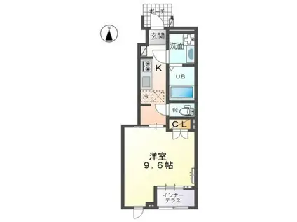 スターテラスII西大寺(1K/1階)の間取り写真