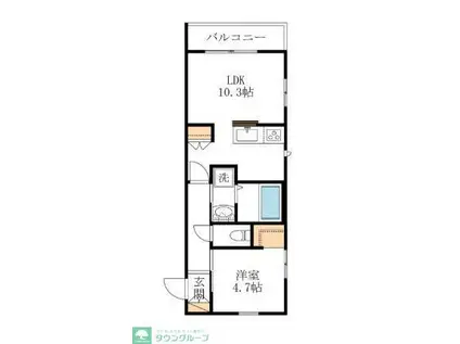 CLARICE 武蔵小杉(1LDK/3階)の間取り写真