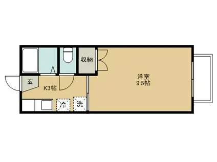 シャンテK(1K/2階)の間取り写真