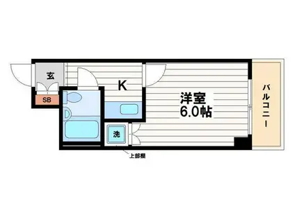 大手前ハイツ(1K/4階)の間取り写真