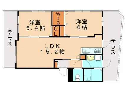 グランドール(2LDK/1階)の間取り写真