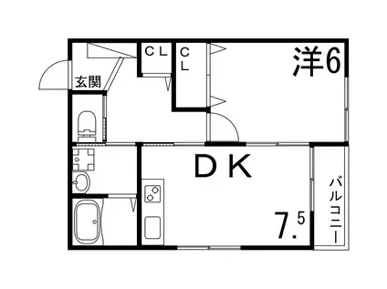 ＪＲ山陽本線 御着駅 徒歩1分 2階建 築7年(1DK/2階)の間取り写真