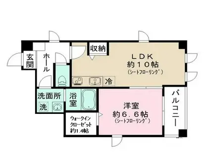 シャルム両国(1LDK/4階)の間取り写真