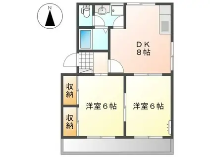 ルミエール(2DK/2階)の間取り写真