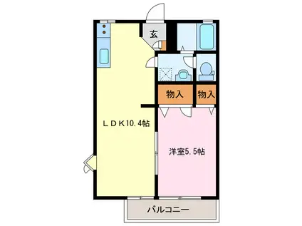 フレグランスかおりB(1LDK/2階)の間取り写真