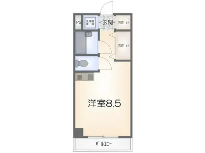 山清ハイツ(ワンルーム/3階)の間取り写真