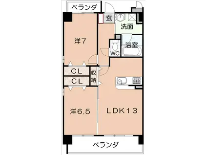 アクアスフィア(2LDK/2階)の間取り写真