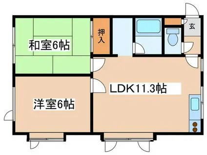 KEY ウエスト HOUSE月寒(2LDK/2階)の間取り写真