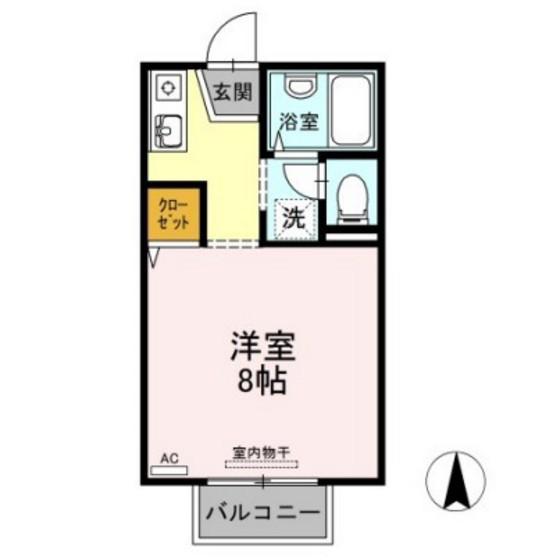 レジデンス高柳B棟(ワンルーム/2階)の間取り写真