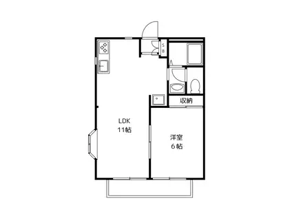 ウエストヒル神大寺I(1LDK/2階)の間取り写真