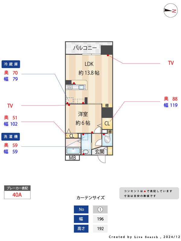 S-FORT警固タワー(1LDK/3階)の間取り写真