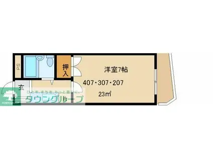 サンローゼ高崎(1K/3階)の間取り写真