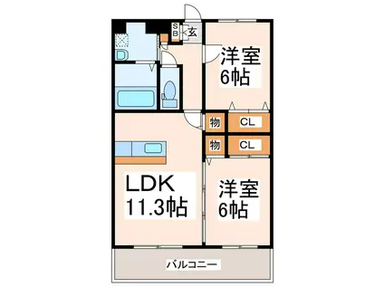 レオグランド山ノ神(2LDK/3階)の間取り写真