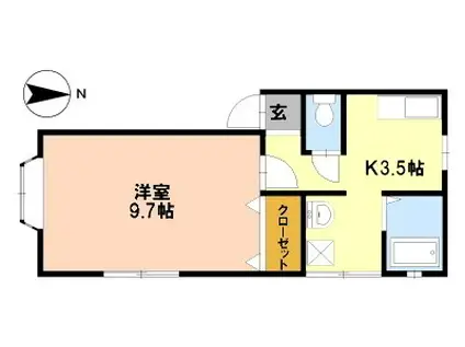 DREAM CHATEAUB棟(1K/1階)の間取り写真