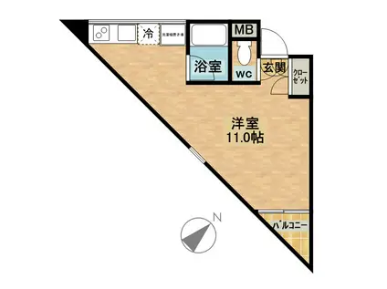 TENJINYAMA-COMMON(ワンルーム/3階)の間取り写真