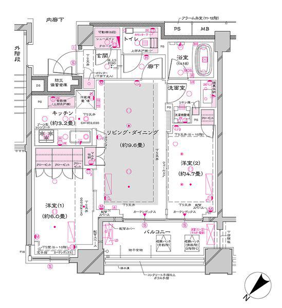 オーパスレジデンス銀座イースト(2LDK/6階)の間取り写真
