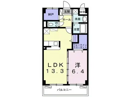 メゾン・ジェルメ(1LDK/3階)の間取り写真