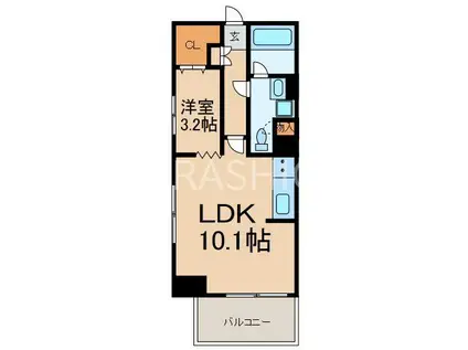 パークレジデンシャル博多(1LDK/3階)の間取り写真