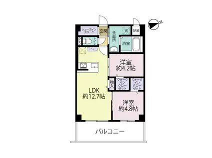 エルグランド久留米(2LDK/8階)の間取り写真