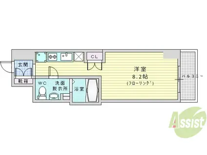 ミュプレ江坂(1K/5階)の間取り写真