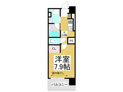 アーバングランデ南県(1K/2階)の間取り写真