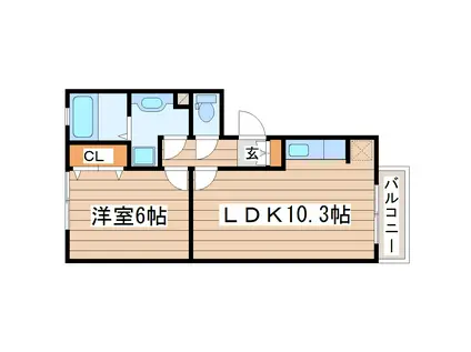 RE・EARTHの杜 もり(1LDK/1階)の間取り写真