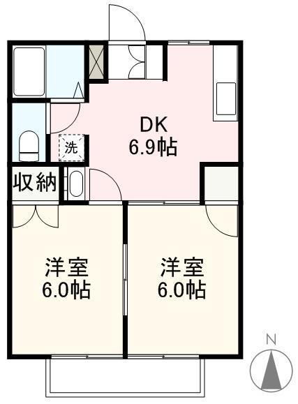 シャルムM(2DK/2階)の間取り写真