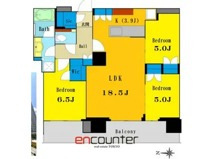 HARUMI FLAG PARK VILLAGE T棟(3LDK/23階)の間取り写真