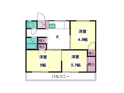 遠藤ハイツ(3K/2階)の間取り写真