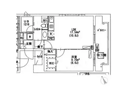 パークハビオ京橋(1LDK/9階)の間取り写真
