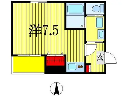 アーバンヒル(ワンルーム/1階)の間取り写真