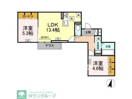 オードリーコート(2LDK/1階)の間取り写真