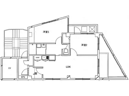 GALBOビル(2LDK/5階)の間取り写真