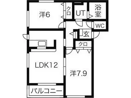 カーサ観晴丘(2LDK/2階)の間取り写真