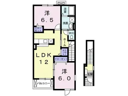 フィオーレWAKOH.S(2LDK/2階)の間取り写真