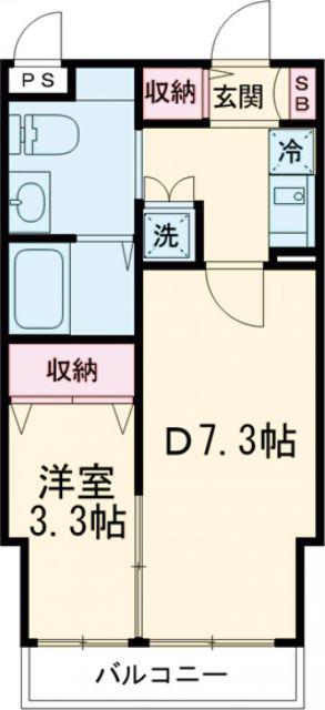 ゴールドライフマンション宇都宮(1DK/4階)の間取り写真