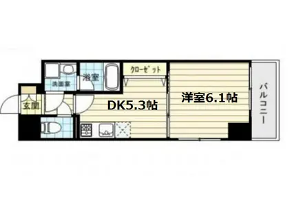 S-FORT福島EBIE(1DK/7階)の間取り写真