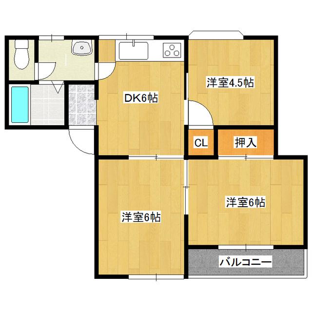 サンコーポ6(3DK/1階)の間取り写真