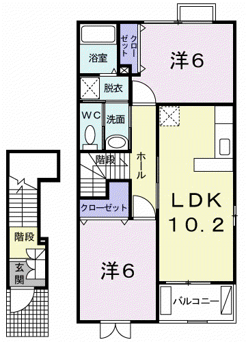 カプリス・ノヴァB(2LDK/2階)の間取り写真