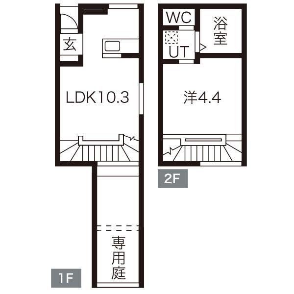 QRESTIA塩釜(1LDK/1階)の間取り写真