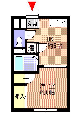 アンテルナ富水1(1DK/2階)の間取り写真