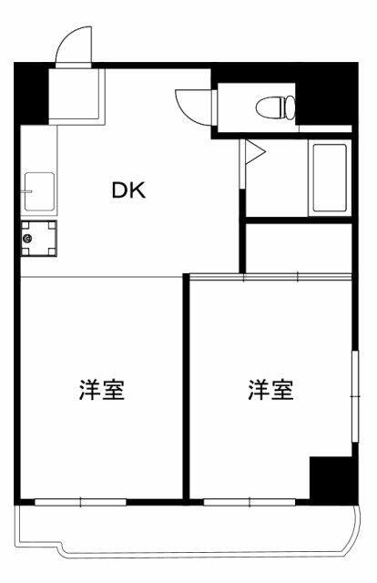 ホワイトアベニュー古谷(2DK/3階)の間取り写真