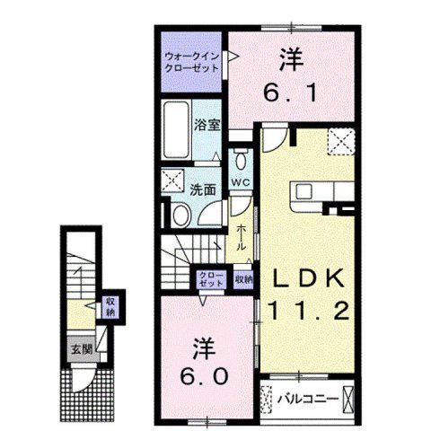 コンフォール(2LDK/2階)の間取り写真