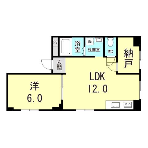 鶯橋マンション(1LDK/3階)の間取り写真