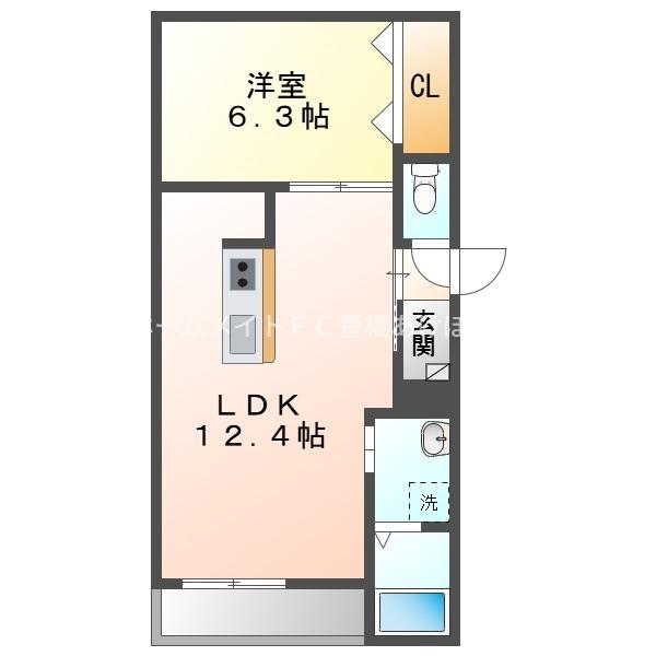 LE COCON豊橋II(1LDK/2階)の間取り写真