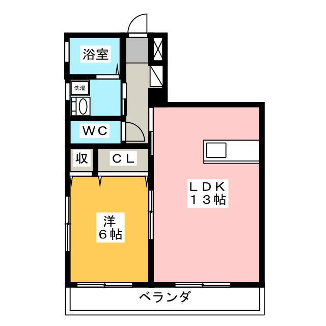 プリントスII(1LDK/1階)の間取り写真