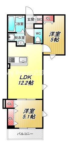 キルシュ元町(2LDK/2階)の間取り写真